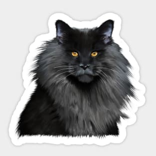 Black Main Coon Cat, Love Main Coon Cats Sticker